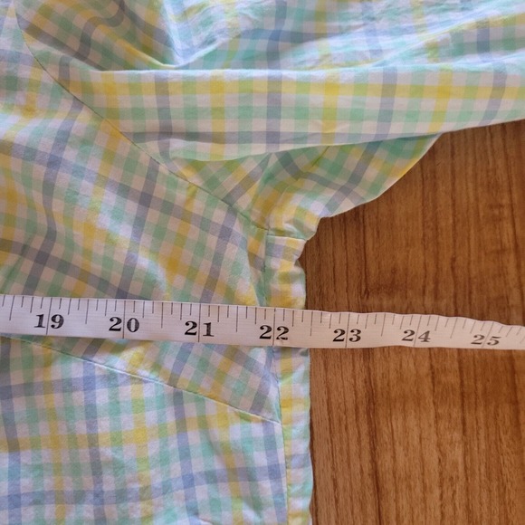 Talbots Top Shirt Womens 1X Petite Blue Yellow Plaid Button Down Casual Career - Picture 6 of 11